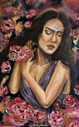 Mondblüte🌹🌙 by Erika Mihalec, Painting for Sale on Select