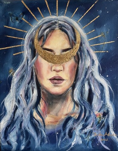 Mondlicht der Intuition ✨🌙 by Erika Mihalec, Painting for Sale on Select