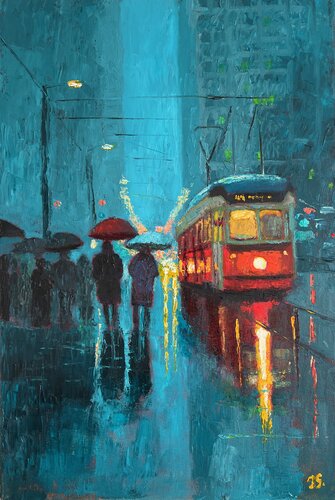 Wet Commute by Julia Strittmatter, Painting for Sale on Select