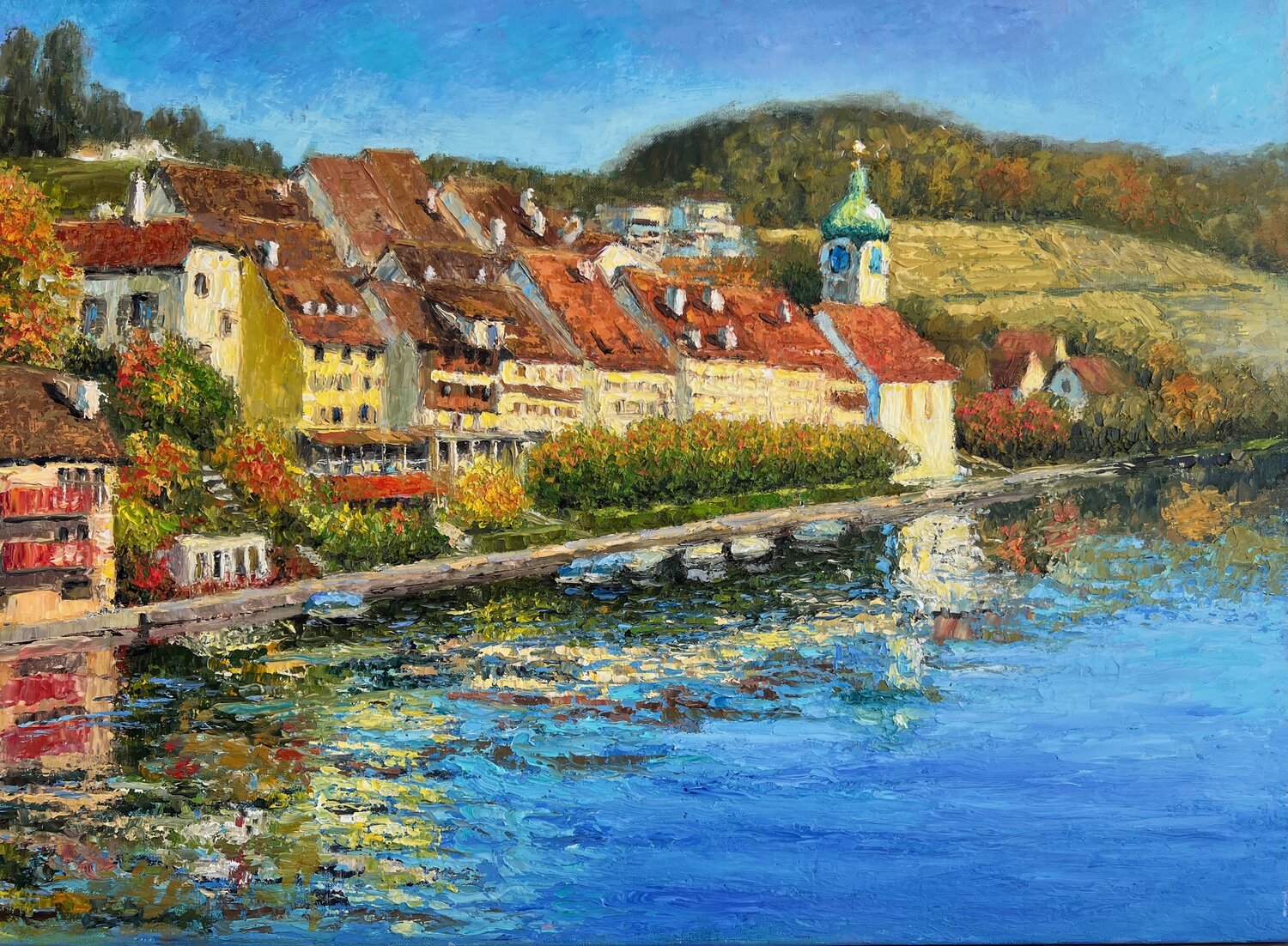 Swiss Village Julia Strittmatter Original painting for sale