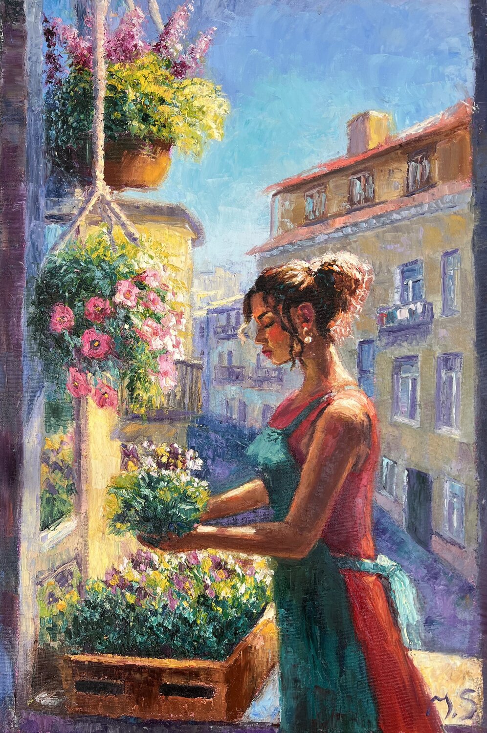 With flowers from Praque Julia Strittmatter Original painting for sale