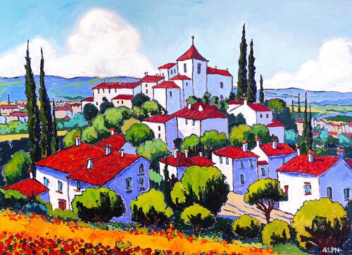 "El pueblo entre cipreses" by Asia Klim, Painting for Sale on Select