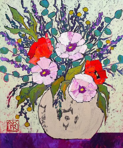 Tomando el té con mi abuelo by Asia Klim, Painting for Sale on Select