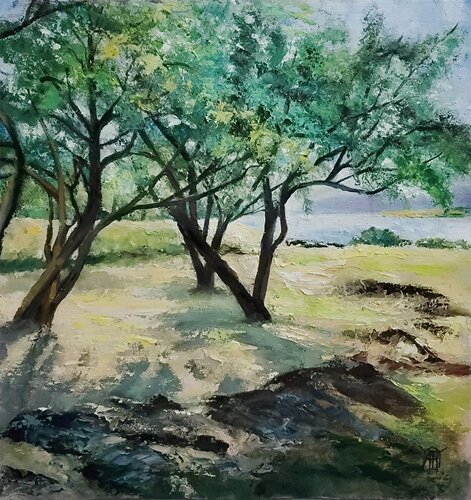 The Spot By the Lake by Jarmila Dluhos, Painting for Sale on Select