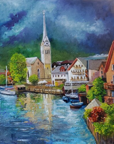 Hallstatt by Jarmila Dluhos, Painting for Sale on Select