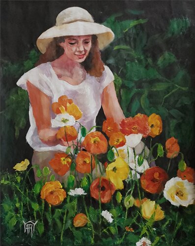 Summer Poppies by Jarmila Dluhos, Painting for Sale on Select