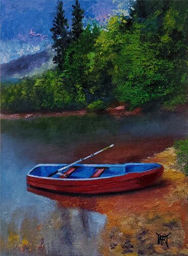 Old Rowboat by Jarmila Dluhos, Painting for Sale on Select