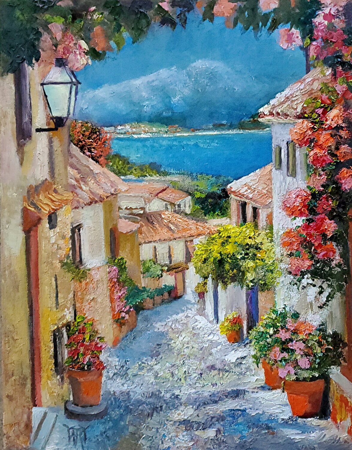 The Old Village Jarmila Dluhos Original painting for sale