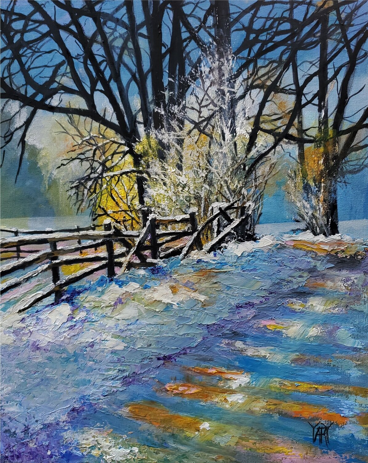 Rural Winter Jarmila Dluhos Original painting for sale