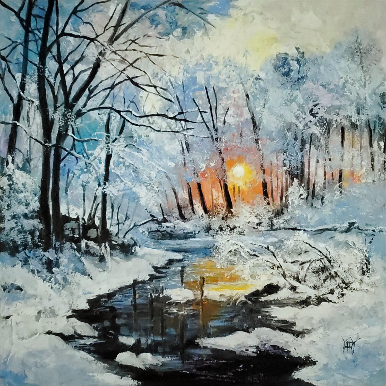 A Winter Sundown Jarmila Dluhos Original painting for sale