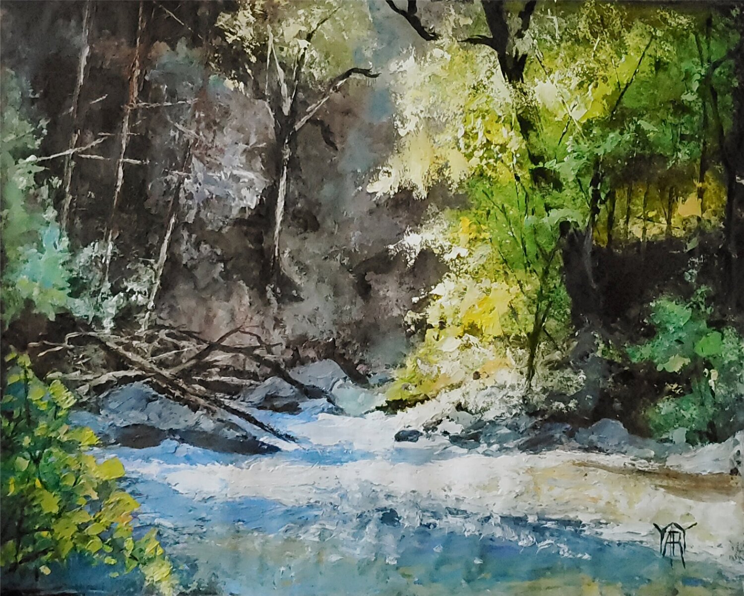 River in the Valley Jarmila Dluhos Original painting for sale