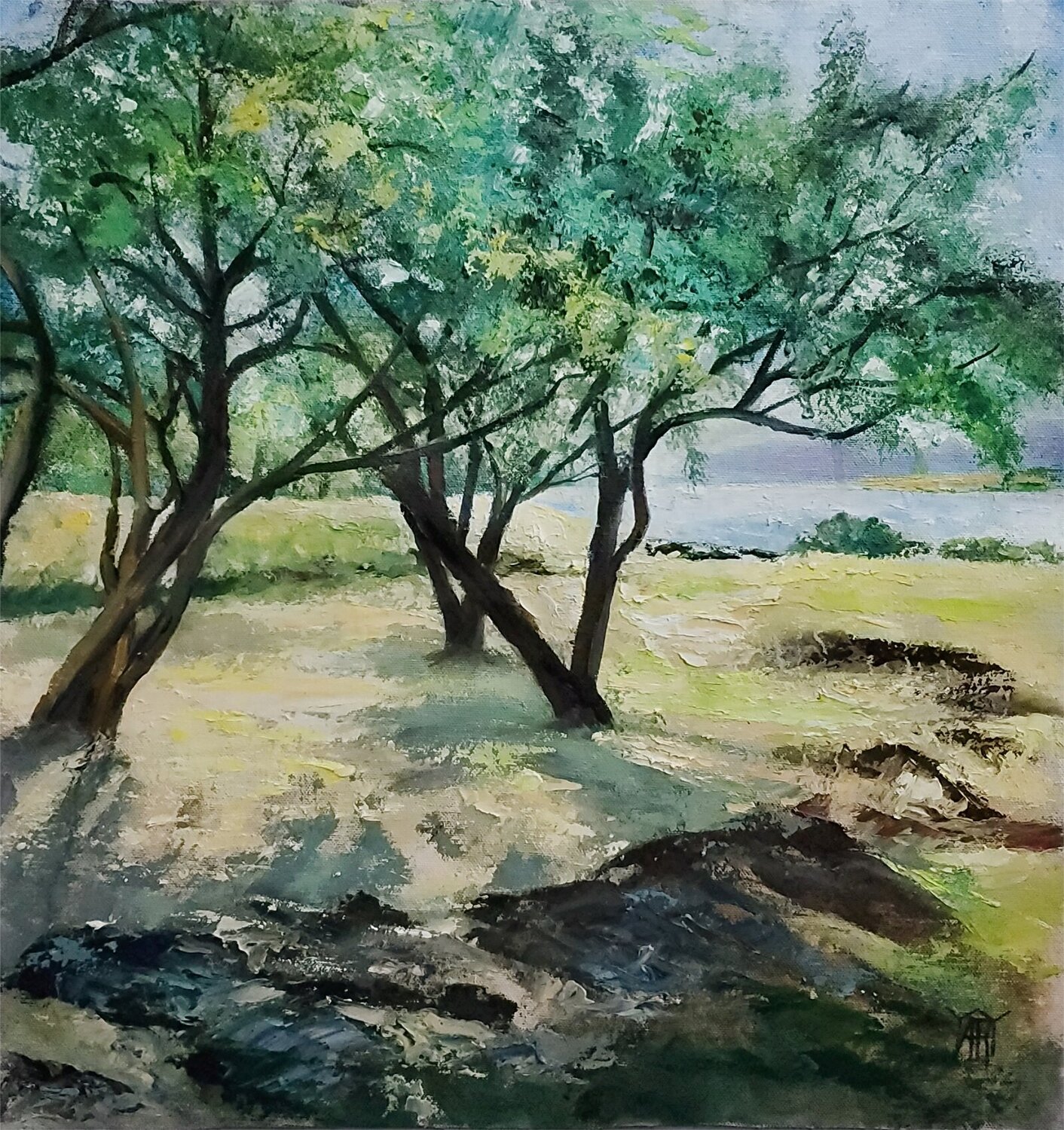 The Spot By the Lake Jarmila Dluhos Original painting for sale