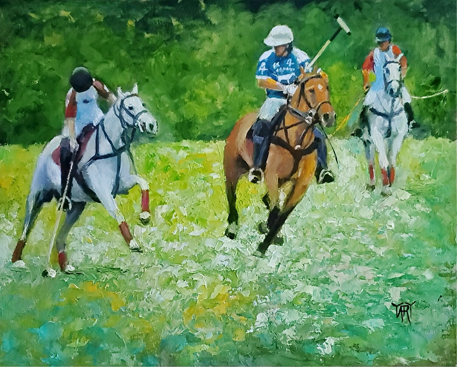 The Polo Match Jarmila Dluhos Original painting for sale