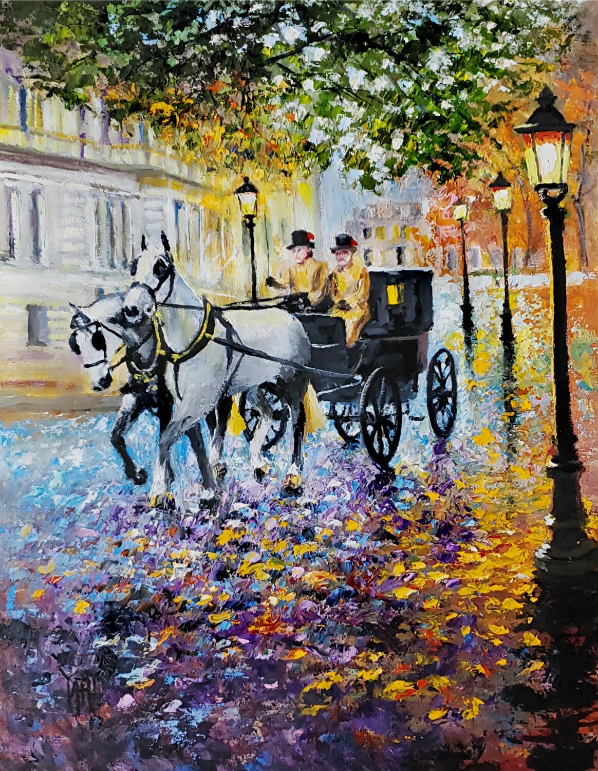 London Carriage Jarmila Dluhos Original painting for sale