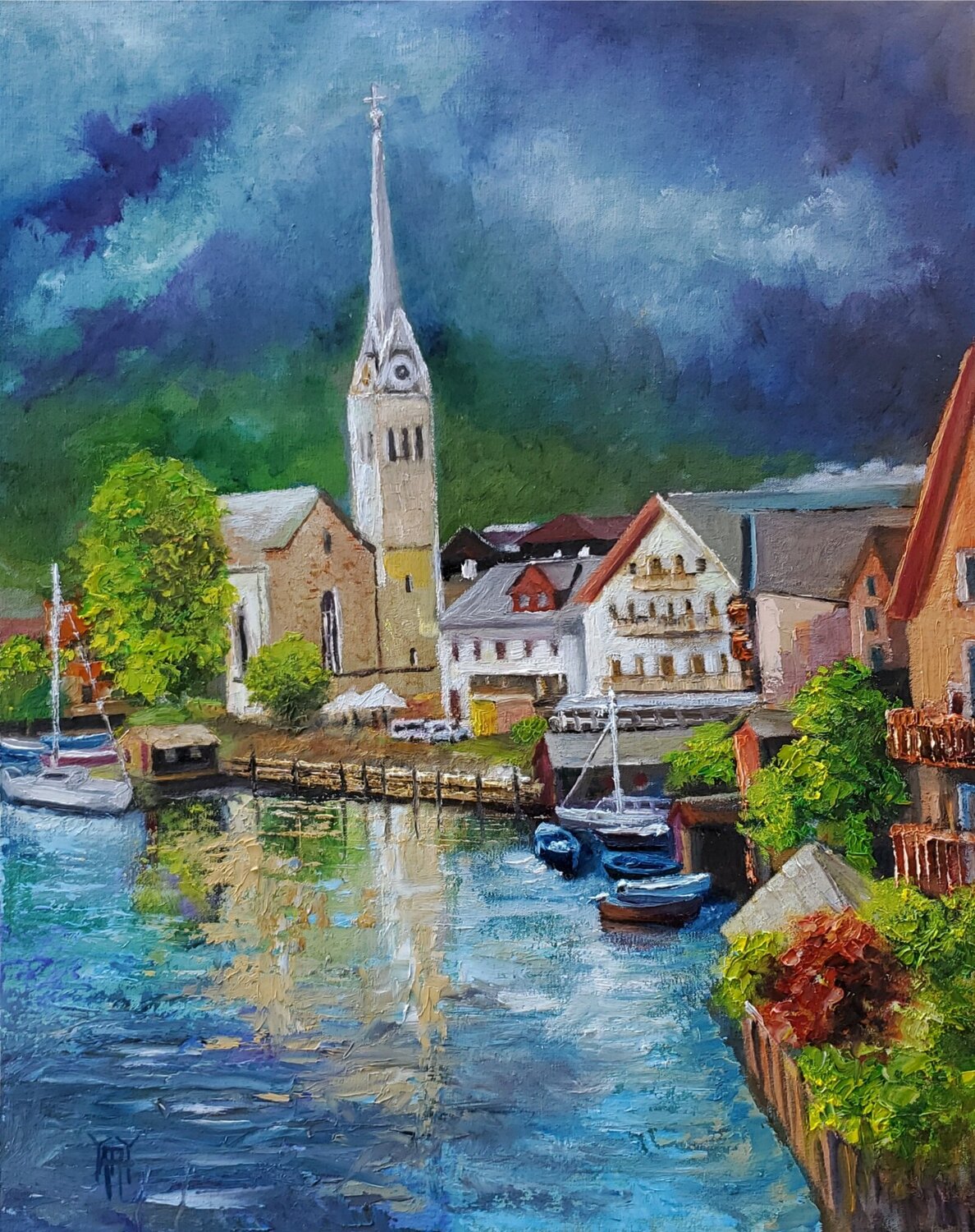 Hallstatt Jarmila Dluhos Original painting for sale