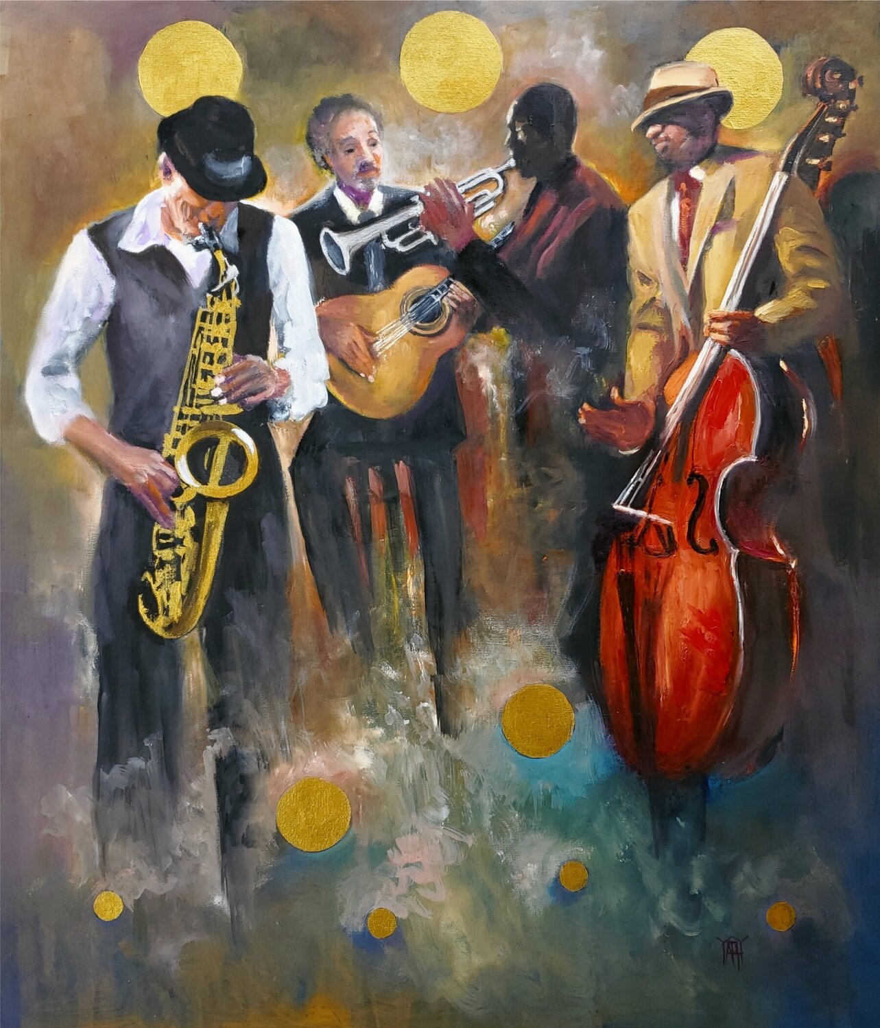 Jazz Club Jarmila Dluhos Original painting for sale