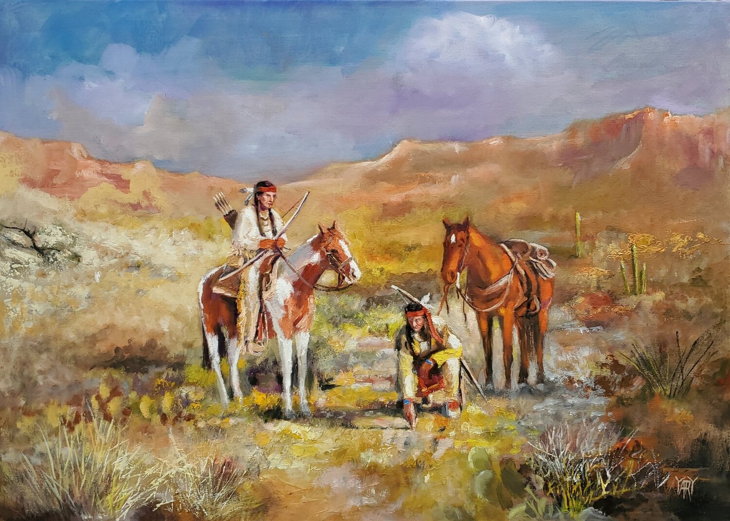 Day's End, Lost Trail Jarmila Dluhos Originalgemälde zu verkaufen