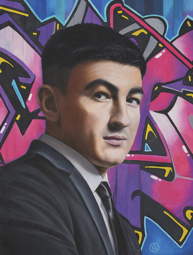 Jesus Hidalgo - Tango Singer and Guitarist by Karin Lüders, Painting for Sale on Select