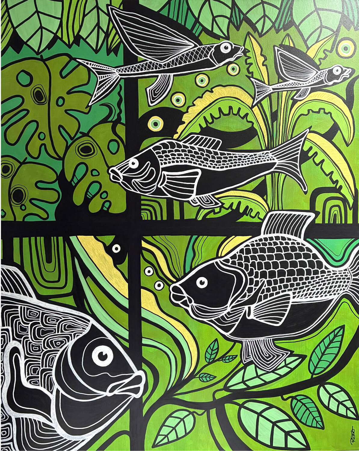 Jungle fishes Richard RASA Original painting for sale