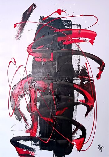 Red impact by Adolfo Vázquez Burgos, Painting for Sale on Select