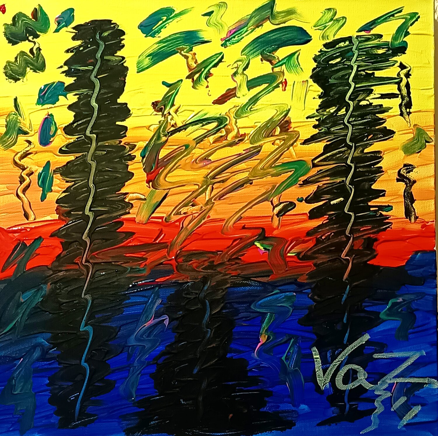 Danza sobre el Horizonte Adolfo Vázquez Burgos Original painting for sale