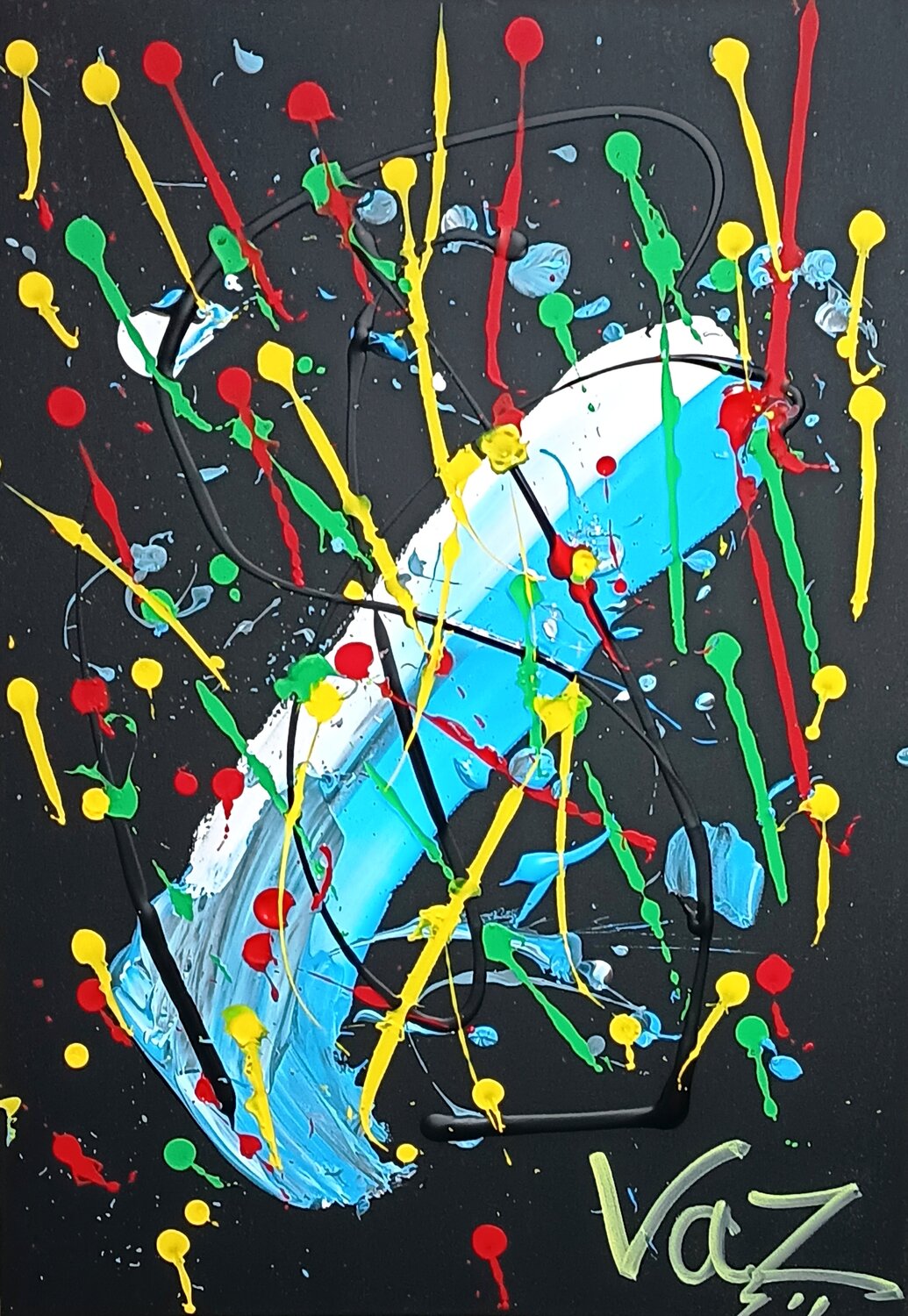 Big Bang blue Adolfo Vázquez Burgos Original painting for sale