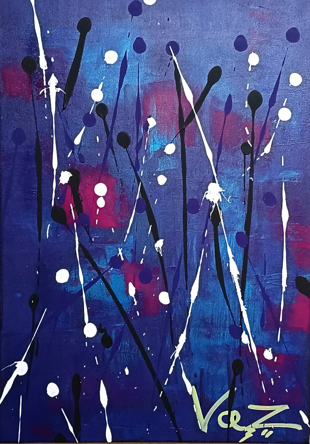 Cosmic Rain Adolfo Vázquez Burgos Original painting for sale