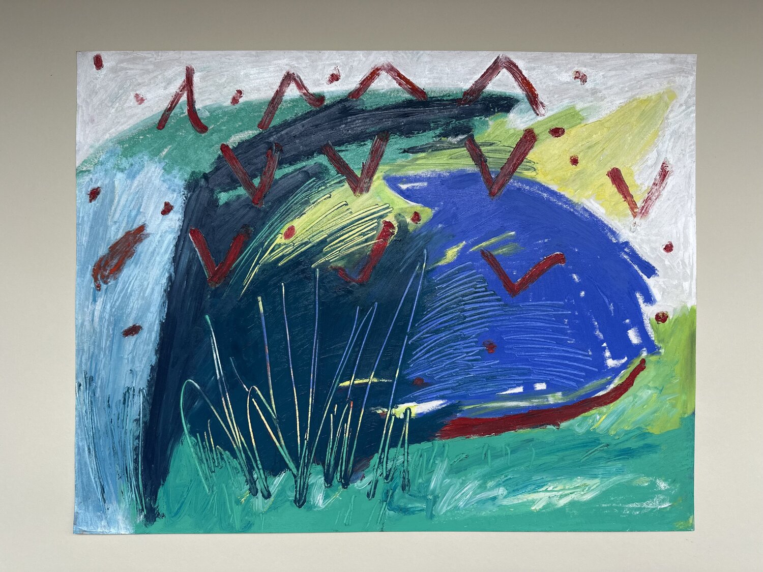 Oceanic rock No. 5 a landscape view from oceanic rocks close to seashore and works was painted from above perspective from sea and landscape Amin Shojaei Original painting for sale