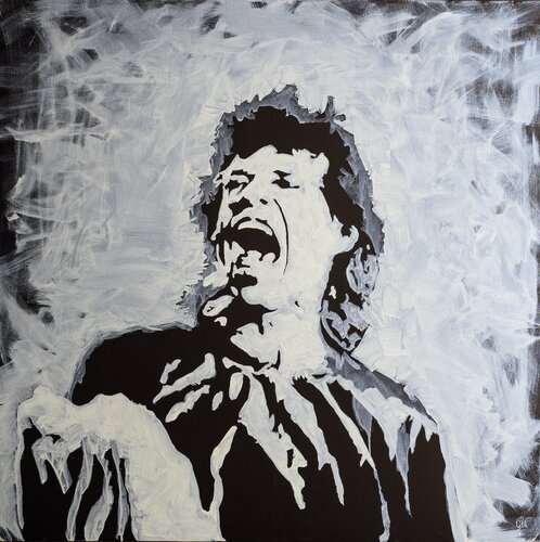 Mick Jagger acrilico su tela by Fabio Guzzano, Painting for Sale on Select