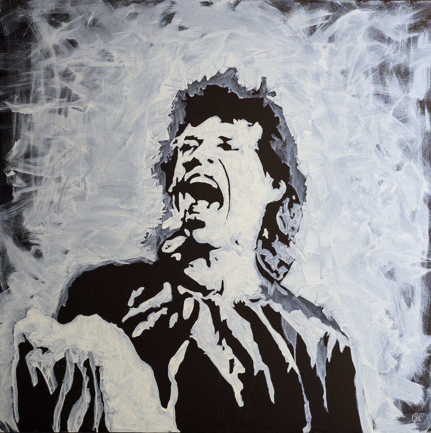 Mick Jagger acrilico su tela Fabio Guzzano Original painting for sale