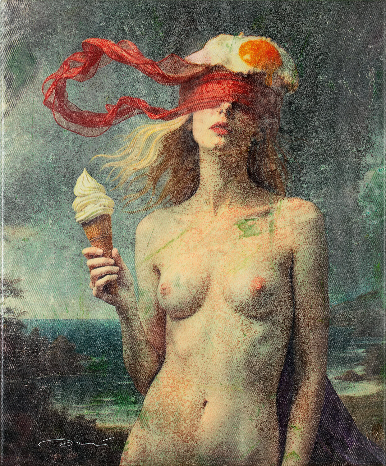 1838 ELS QUATRE SENTITS #2   (THE FOUR SENSES #2) ENRIC AROMI-MASRIERA Original painting for sale