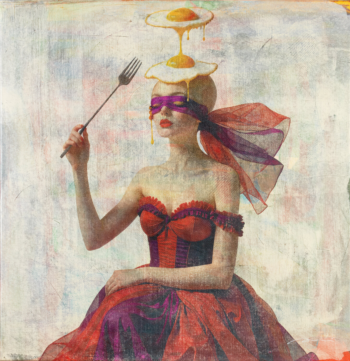 1824 COOKING EGGS ENRIC AROMI-MASRIERA Original painting for sale