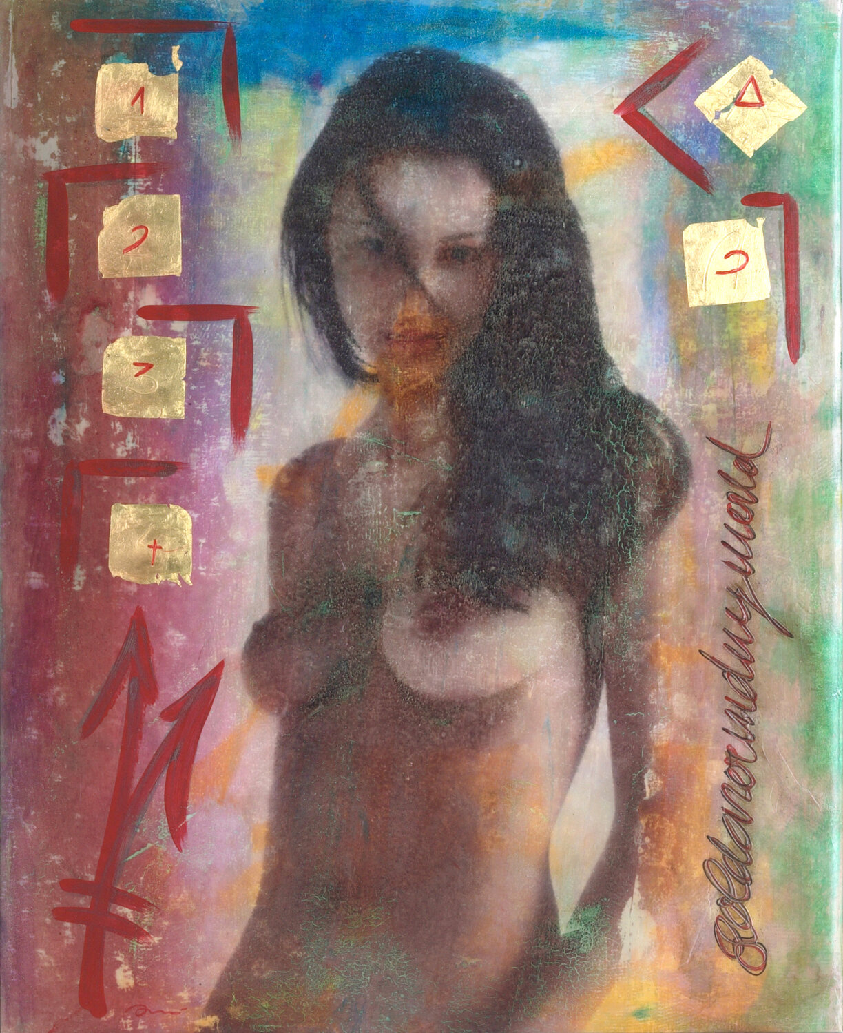 #129 GOLDAROUNDMYWORLD ENRIC AROMI-MASRIERA Original painting for sale