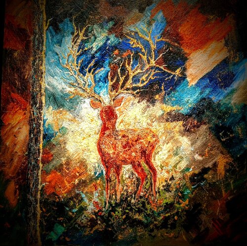 GOLDEN STAG by Sonali Sihi, Painting for Sale on Select