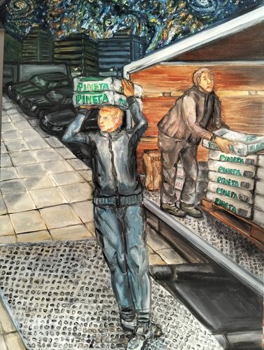 Scaricatori by Antonino Nicolini, Painting for Sale on Select