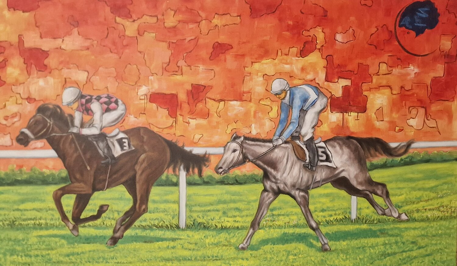 La corsa vincente Antonino Nicolini Original painting for sale