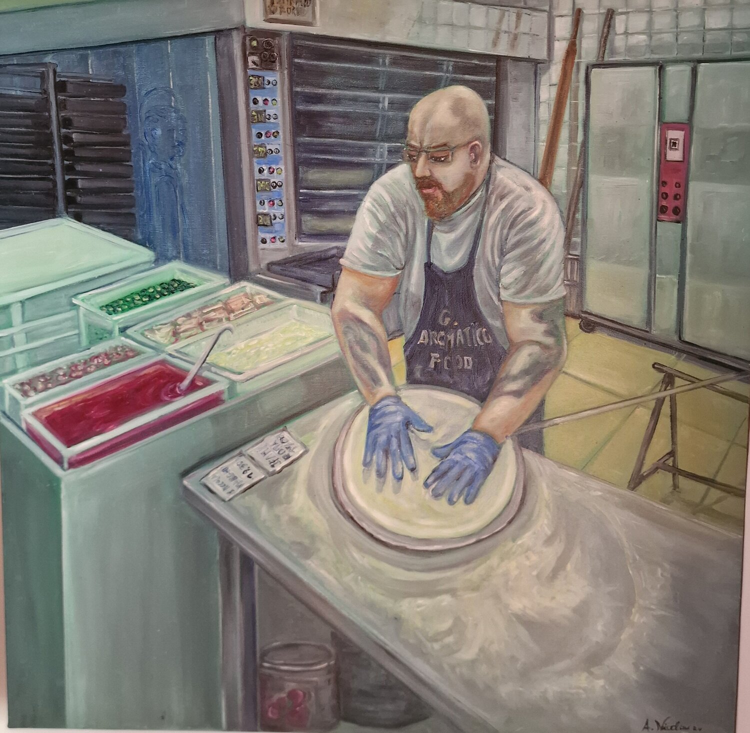 Tu vulivi a pizza..... Antonino Nicolini Original painting for sale