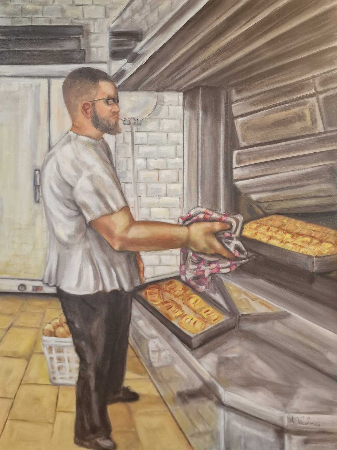La mano del fornaio Antonino Nicolini Original painting for sale