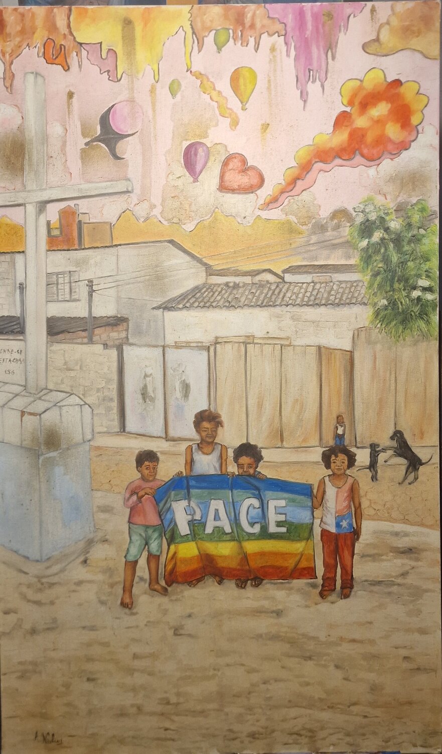 La Pace dei bambini Antonino Nicolini Original painting for sale