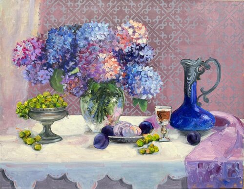 Hydrangeas in Purple by Lana Popova, Painting for Sale on Select