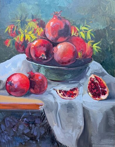 Luminous Pomegranates by Lana Popova, Painting for Sale on Select