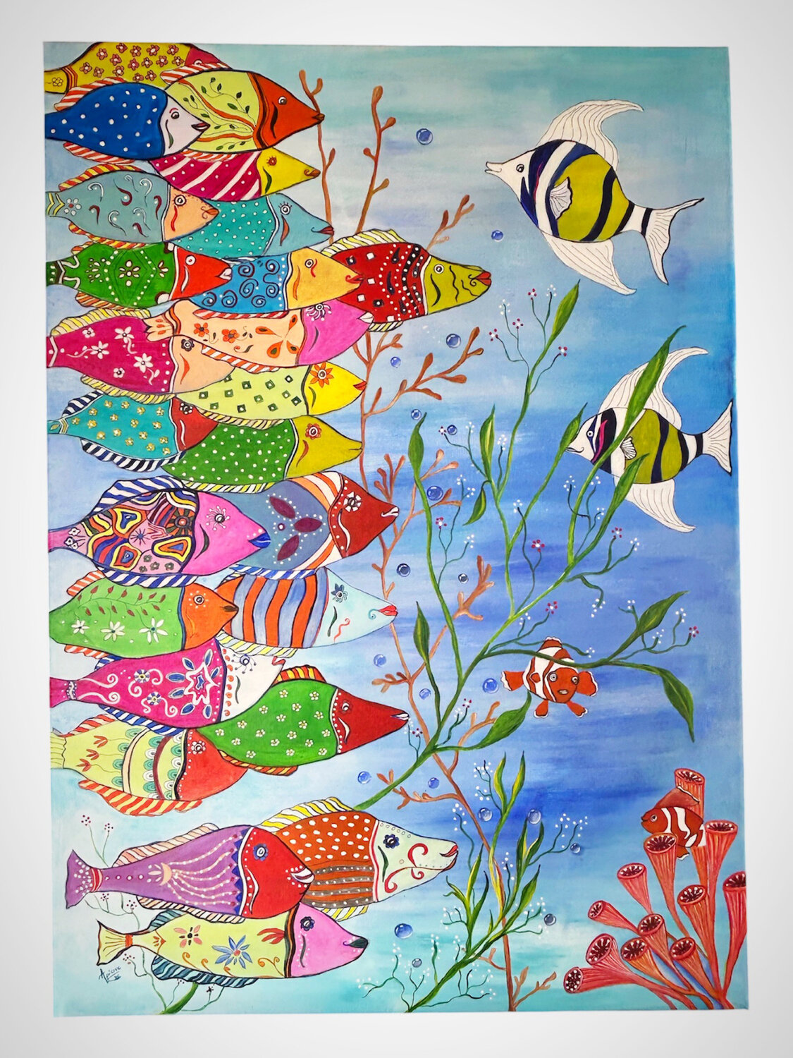 Les poissons au paradis Anne Pierre Original painting for sale