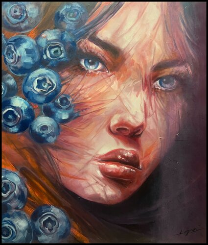 The Weight of Blue by Ana María Cepoi, Painting for Sale on Select