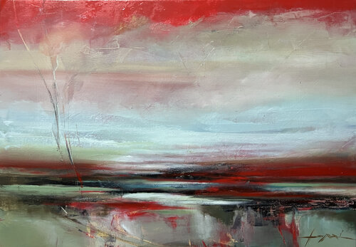 Red Sky Above Us by Ana María Cepoi, Painting for Sale on Select