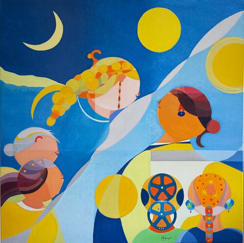 THE NIGHT MEETS THE DAY by Annemarie Ambrosoli, Painting for Sale on Select