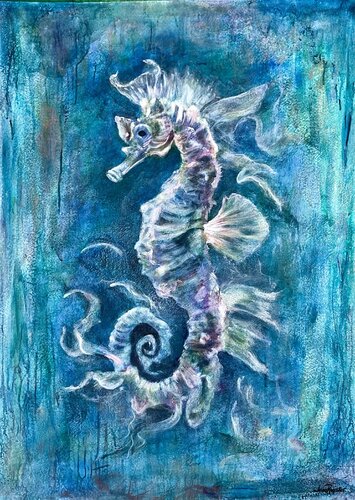 Ethereal Drift of the Seahorse by Jenn Royster, Painting for Sale on Select