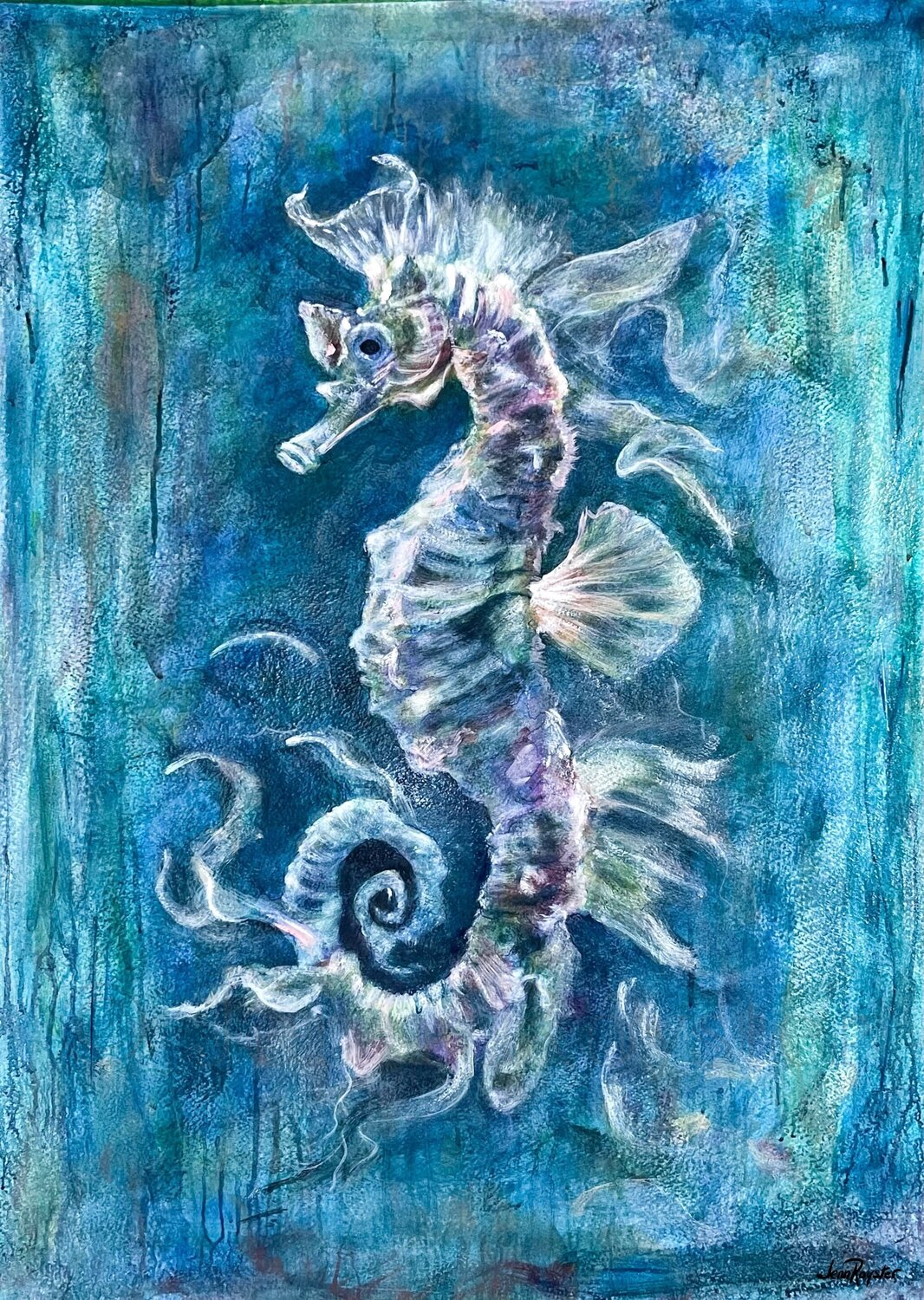 Ethereal Drift of the Seahorse Jenn Royster Original painting for sale
