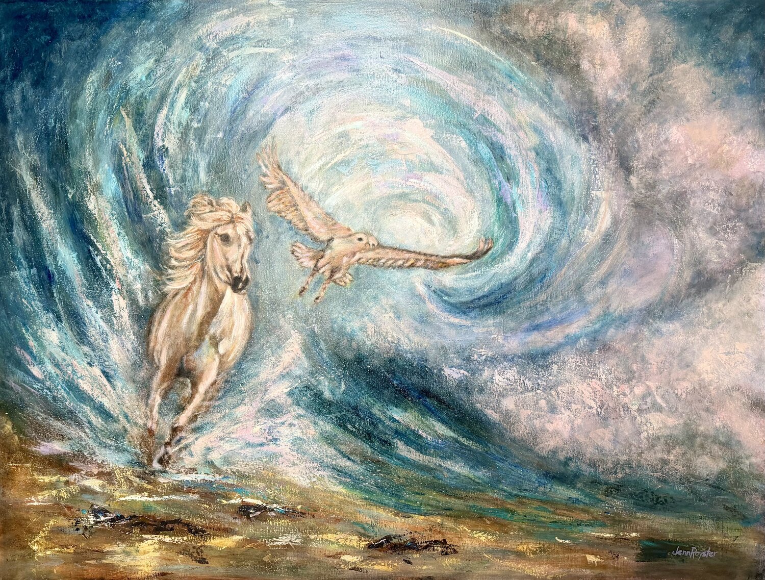 Through the Barrel: Gallop and Flight United Jenn Royster Original painting for sale
