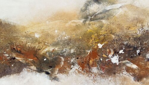 Golden landscape by Bibiána Baranová, Painting for Sale on Select