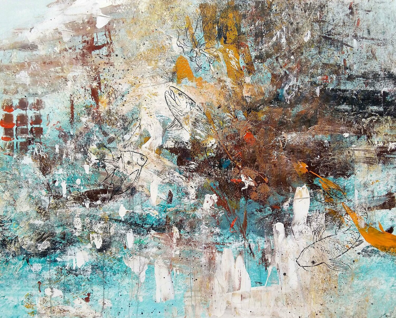 Underwater world Bibiána Baranová Original painting for sale